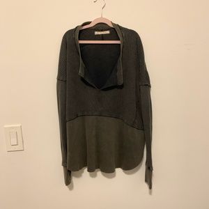 Free people XS army green Waffle knit shirt
